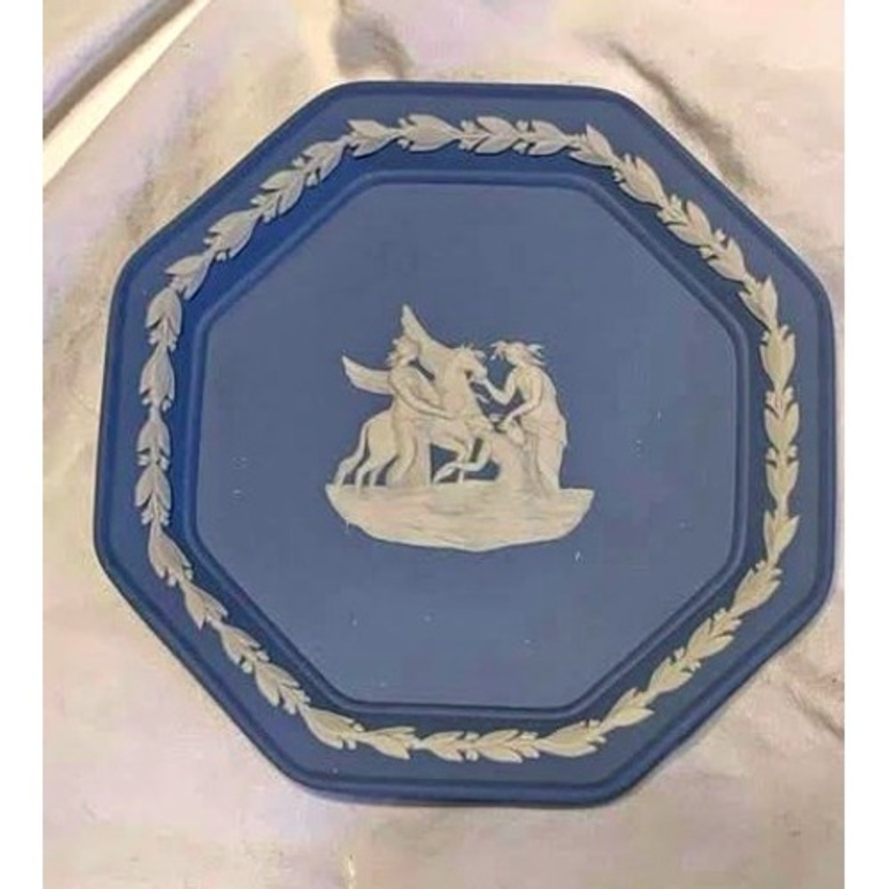 Vintage Wedgwood‎ Blue Pegasus Jasperware Trinket Pin Dish